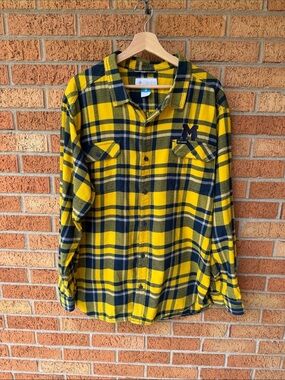 Columbia University of Michigan Embroidered Flannel Shirt Men’s XXL Button Up